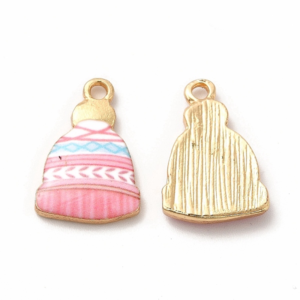 

PandaHall Winter Theme Printed Alloy Pendants, Lead Free & Cadmium Free & Nickel Free, Hat Charm, Golden, Pale Violet Red, 18x12.5x3mm, Hole...