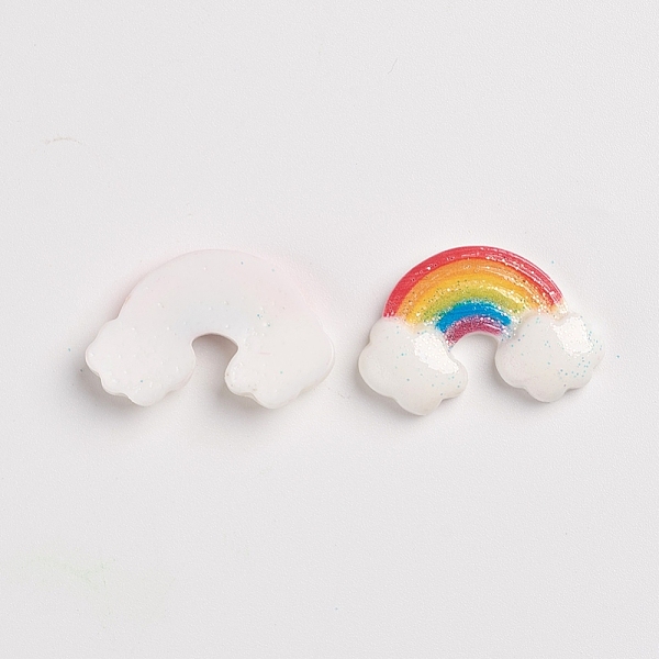 

PandaHall Resin Cabochons, with Glitter Powder, for Jewelry Making, Rainbow, Colorful, 18x27x5mm Resin Rainbow
