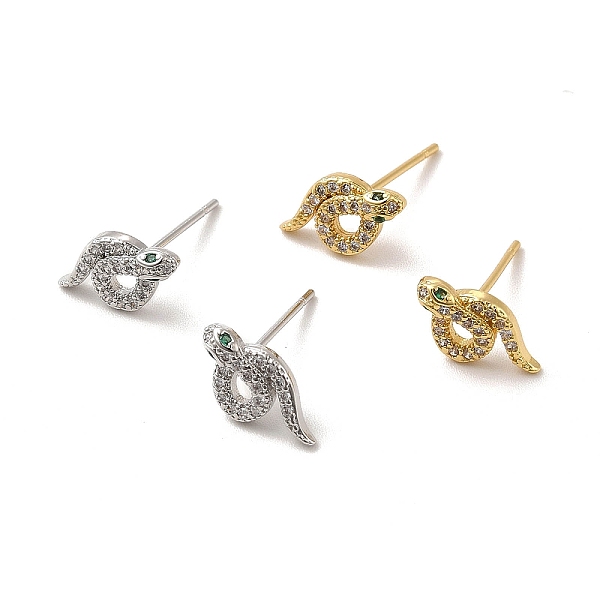 

PandaHall Rack Plating Brass Micro Pave Clear Cubic Zirconia Snake Stud Earrings, Long-Lasting Plated, Lead Free & Cadmium Free, Mixed Color...