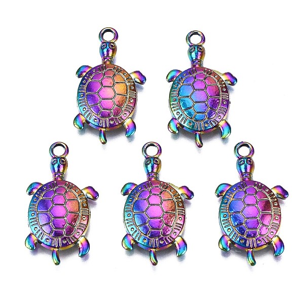

PandaHall Alloy Pendants, Cadmium Free & Nickel Free & Lead Free, Tortoise, Rainbow Color, 30x16x4mm, Hole: 2.5mm Alloy Tortoise