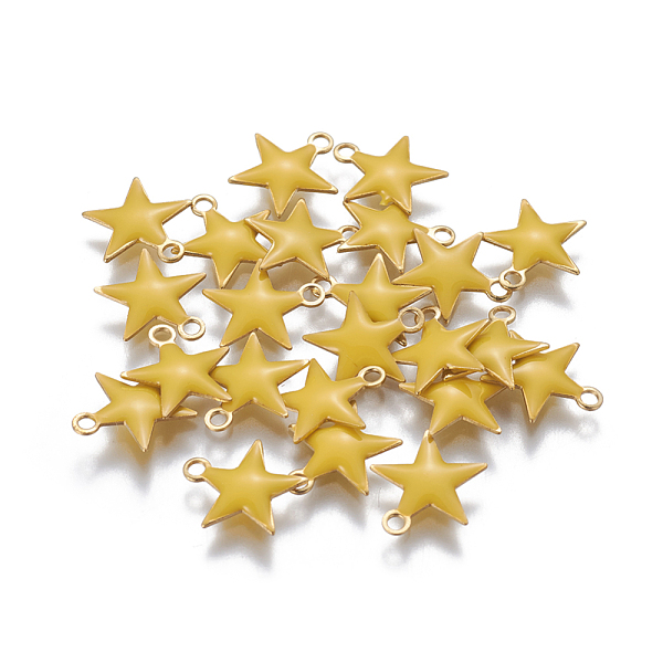 

PandaHall Brass Enamel Charms, Enamelled Sequins, Star, Golden, Yellow, 10.5x10x1.7mm, Hole: 1.4mm Brass+Enamel Star Yellow