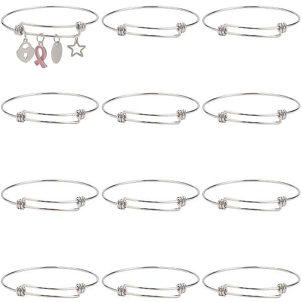 

PandaHall SUNNYCLUE 12Pcs Expandable Wire Bangle Bracelet Stainless Steel Bangles Bulk Adjustable Bracelet for Jewellery Making Metal...