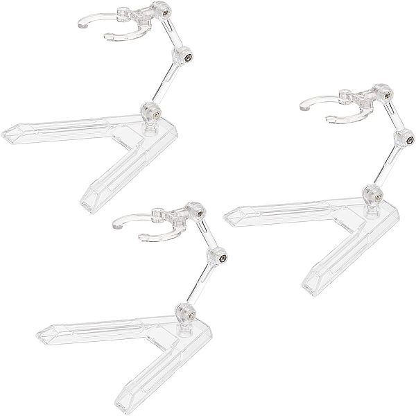 

PandaHall FINGERINSPIRE 3 Sets Action Figure Stand Flexible Action Base Holder A-Shape Base Stand for Gundam Action Figures DIY Model..., Clear