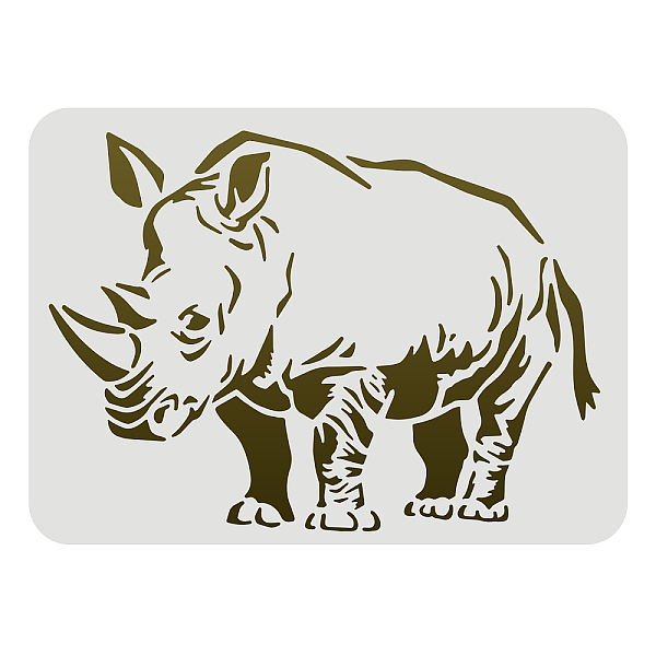 PandaHall FINGERINSPIRE Rhino Stencil Stencil 29.7x21cm Plastic Rhino Painting Stencil Reusable Animals Stencils Rhino Pattern Stencils for...