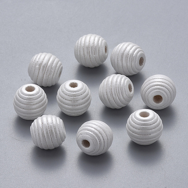 

PandaHall Painted Natural Wood Beehive Beads, Round, Creamy White, 12x11mm, Hole: 3.5mm Schima Wood Round