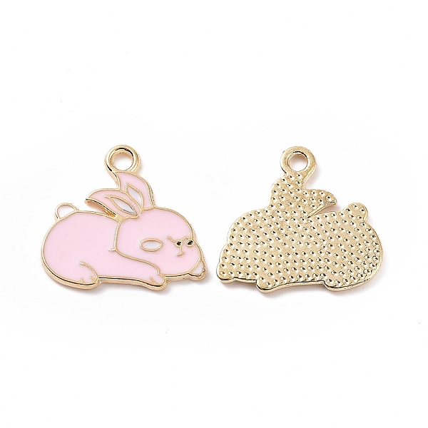

PandaHall Alloy Enamel Pendants, Rabbit Charm, Light Gold, Pink, 17.5x18.5x1mm, Hole: 2mm Alloy+Enamel Rabbit Pink