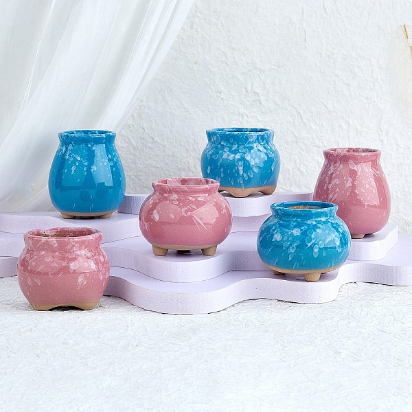 

PandaHall 6Pcs 2 Colors Ceramic Succulent Pots, Porcelain Mini Tabletop Planter Pot for Cactus Succulent - Plants Not Included, Mixed Color..., Multicolor