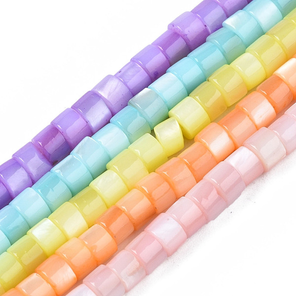 

PandaHall Natural Freshwater Shell Beads Strands, Dyed, Column, Mixed Color, 4x2.5mm, Hole: 0.5mm, about 131~134pcs/strand, 15.16~15.35 inch..., Multicolor