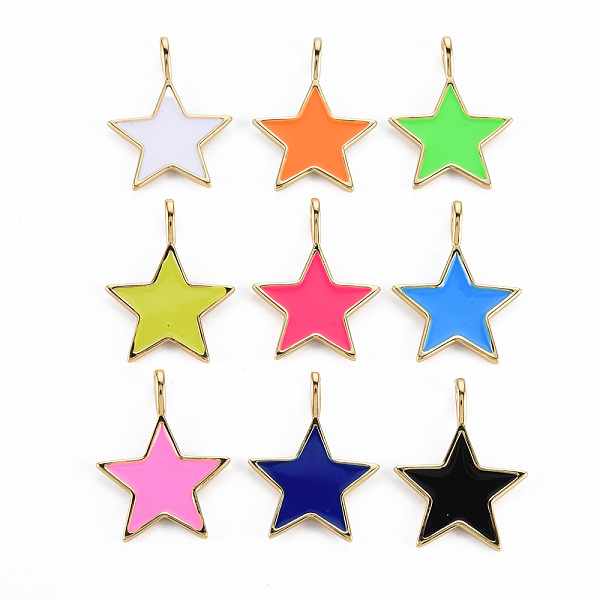 

PandaHall Brass Enamel Pendants, Cadmium Free & Nickel Free & Lead Free, Real 16K Gold Plated, Star, Mixed Color, 25x19x5mm, Hole: 2.5x4.5mm..., Multicolor