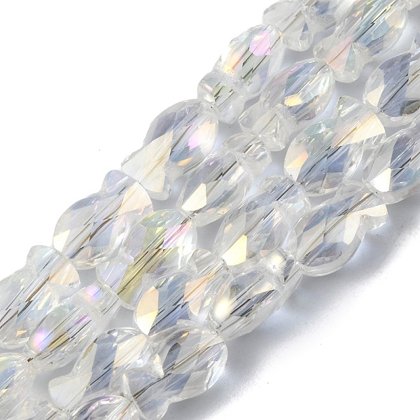 

PandaHall Transparent Electroplate Glass Beads Strands, AB Color Plated, Faceted, Fish, Clear AB, 10.5x6x5mm, Hole: 1.4mm, about..., White