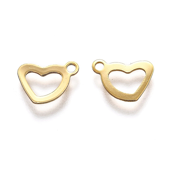 

PandaHall 201 Stainless Steel Charms, Hollow, Heart, Real 18k Gold Plated, 7x10x0.5mm, Hole: 1.4mm 201 Stainless Steel Heart