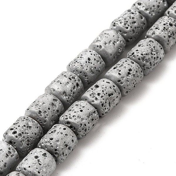 

PandaHall Electroplated Natural Lava Rock Beads Strands, Column, Silver Plated, 8x6.5mm, Hole: 1mm, about 50~51pcs/strand, 15.35~15.55 inch...