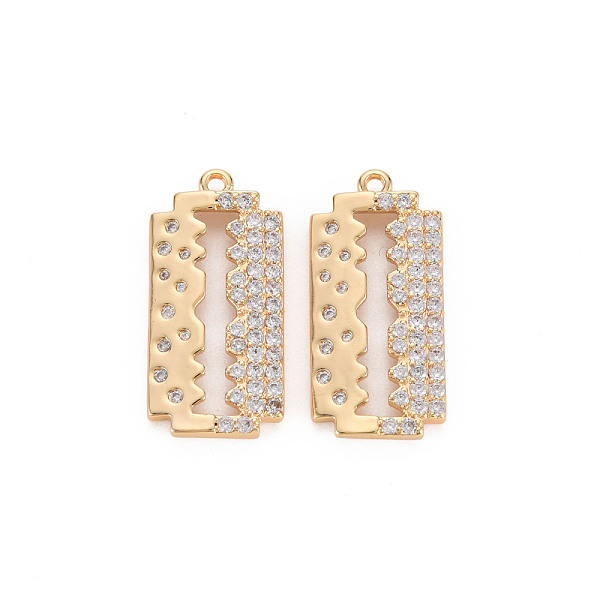 

PandaHall Brass Micro Pave Clear Cubic Zirconia Pendants, Nickel Free, Blade Shape, Real 18K Gold Plated, 32x15x3.5mm, Hole: 1.8mm Brass...
