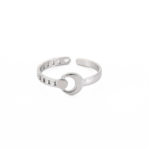 

PandaHall 304 Stainless Steel Moon Open Cuff Ring for Women, Stainless Steel Color, US Size 9 3/4(19.5mm) 304 Stainless Steel