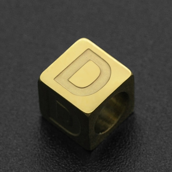 

PandaHall 201 Stainless Steel European Beads, Large Hole Beads, Horizontal Hole, Cube, Golden, Letter.D, 7x7x7mm, Hole: 5mm 201 Stainless...