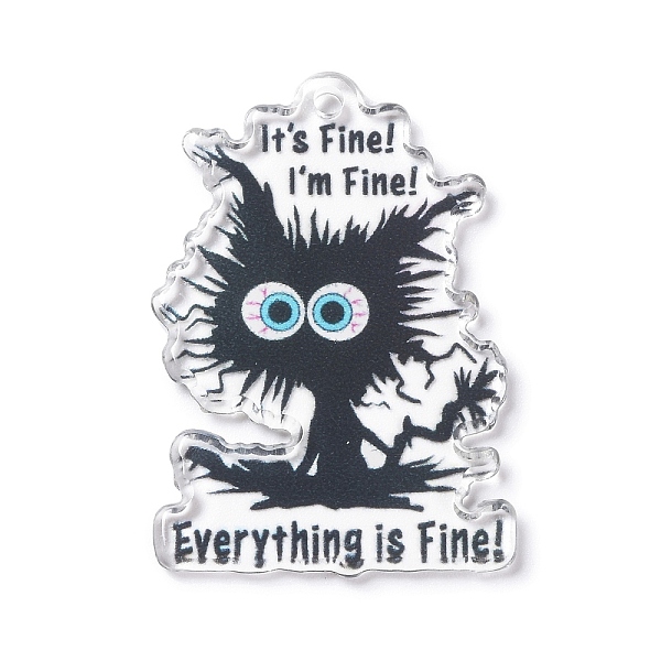 

PandaHall Halloween Printed Acrylic Pendants, Elf Coal Ball Charm, Black, 41x28x2mm, Hole: 2mm Acrylic Others Black