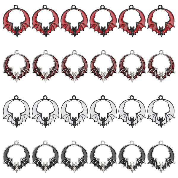 

PandaHall CHGCRAFT 24Pcs 4 Colors Alloy Enamel Pendants Sets, Bat Charm, Mixed Color, 28x24x3mm, Hole: 1.8mm, 6pcs/color Alloy+Enamel Bat..., Multicolor