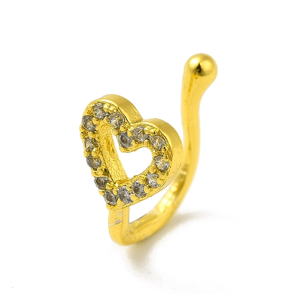 

PandaHall Clear Cubic Zirconia Hollow Heart Clip on Nose Ring, Brass Nose Cuff Non Piercing for Women, Golden, 11mm Brass+Cubic Zirconia...