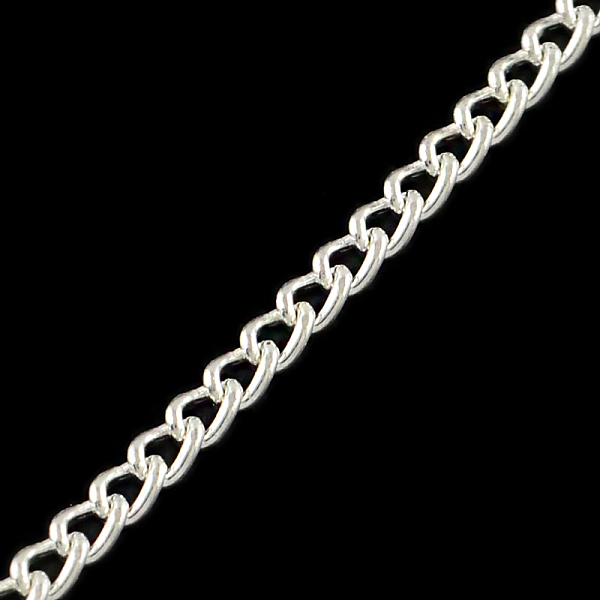 

PandaHall Unwelded Iron Twisted Chains, Curb Chains, with Spool, Silver Color Plated, 3.3x2.1x0.6mm, about 328.08 Feet(100m)/roll Iron...