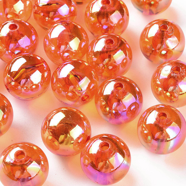 

PandaHall Transparent Acrylic Beads, AB Color Plated, Round, Dark Orange, 20x19mm, Hole: 3mm, about 111pcs/500g Acrylic Round