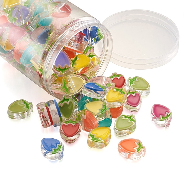 

PandaHall Craftdady 100Pcs 10 Colors Transparent Enamel Acrylic Beads, Strawberry, Mixed Color, 25.5x19x9mm, Hole: 3.5mm Acrylic Fruit..., Multicolor