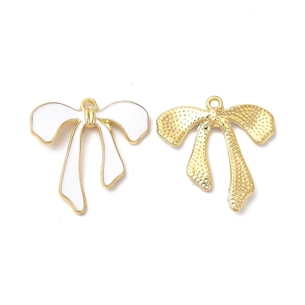 

PandaHall Alloy Enamel Charms, Cadmium Free & Nickel Free & Lead Free, Golden, Bowknot Charm, White, 26.5x26x3.8mm, Hole: 1.5mm Alloy+Enamel...