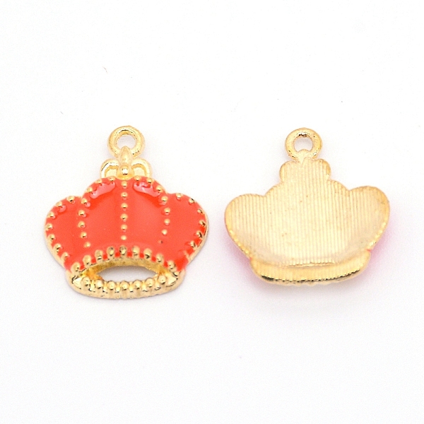 

PandaHall Golden Plated Zinc Alloy Enamel Pendants, Crown, Cadmium Free & Lead Free, Orange Red, 18x16x3.5mm, Hole: 1.2mm Alloy+Enamel Crown