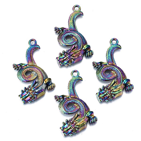 

PandaHall Alloy Pendants, Cadmium Free & Lead Free, Chinese Dragon, Rainbow Color, 49x27x7.5mm, Hole: 3mm Alloy Dragon