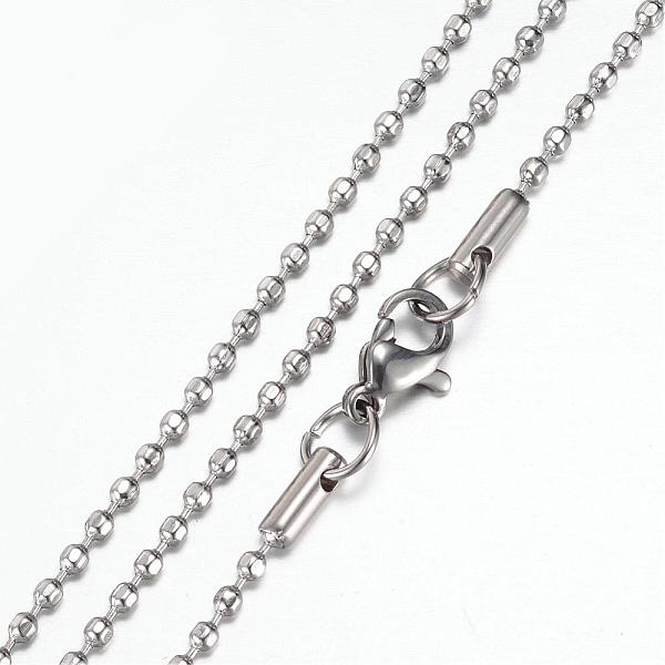 

PandaHall 304 Stainless Steel Ball Chain Necklaces, with Lobster Claw Clasps, Stainless Steel Color, 19.5 inch~20 inch(49.5~50.8cm), 1.8mm...