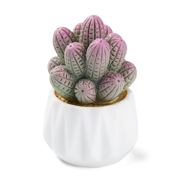 PandaHall Resin Simulation Potted Cactus, for Car or Home Office Desktop Ornaments, Plum, 23x35mm Resin Cactus Purple