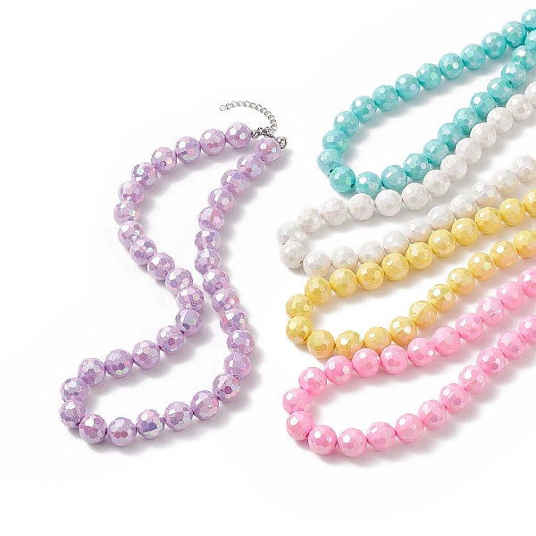 

PandaHall Macaron Color Faceted Acrylic Round Beaded Necklaces, for Women, with 304 Stainless Steel Lobster Claw Clasps & Ends Chains, Mixed..., Multicolor