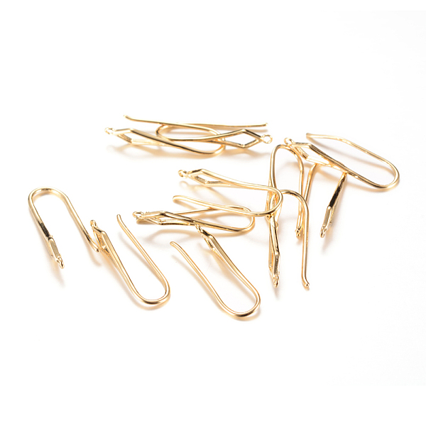 

PandaHall Brass Earring Hooks, with Vertical Loop, Light Gold, 18~20x4mm, Hole: 1mm Brass