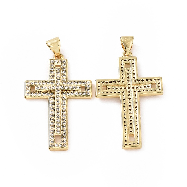 

PandaHall Brass Micro Pave Cubic Zirconia Pendants, Religion Cross Charm, Golden, 35x19.5x2.5mm, Hole: 5x3mm Brass+Cubic Zirconia Cross..., Clear