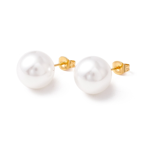 

PandaHall 6 Pair Shell Pearl Round Ball Stud Earrings, 304 Stainless Steel Post Earrings for Women, White, Golden, 24x12mm, Pin: 1mm Shell...