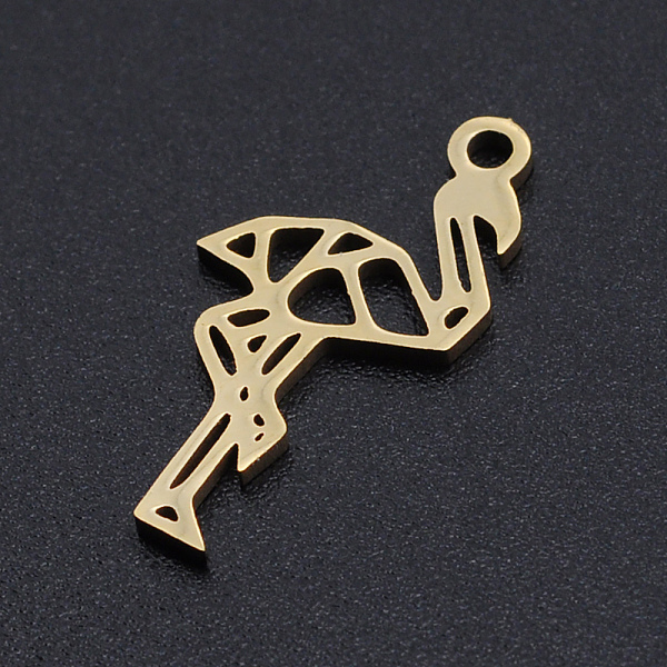 

PandaHall 201 Stainless Steel Pendants, Flamingos, Origami, Hollow, Golden, 20x10x1mm, Hole: 1.5mm 201 Stainless Steel Bird