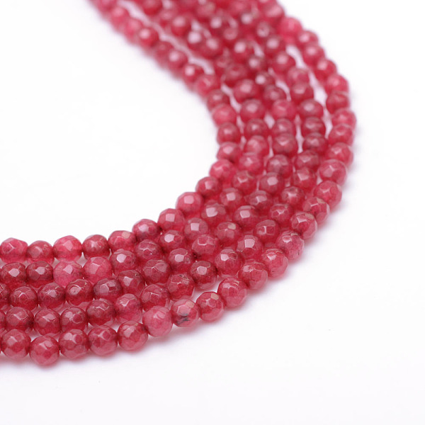 

PandaHall Faceted Round Dyed Natural White Jade Bead Strands, Indian Red, 3~3.5mm, Hole: 1mm, about 120~123pcs/strand, 14.37~14.61 inch...