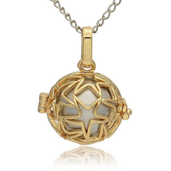 

PandaHall Golden Tone Brass Hollow Round Cage Pendants, with No Hole Spray Painted Brass Ball Beads, Silver, 23x24x18mm, Hole: 3x8mm Brass...