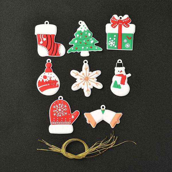 

PandaHall PVC Plastic Pendant, Christmas Theme Shape, Mixed Color, 41~70x42~69x3.5~5mm, Hole: 4mm Plastic Mixed Shapes Multicolor