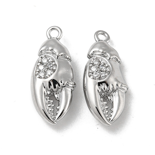 

PandaHall Brass Micro Pave Clear Cubic Zirconia Pendants, Crab Claw Charms, Real Platinum Plated, 19x8x5mm, Hole: 1.4mm Brass+Cubic Zirconia...