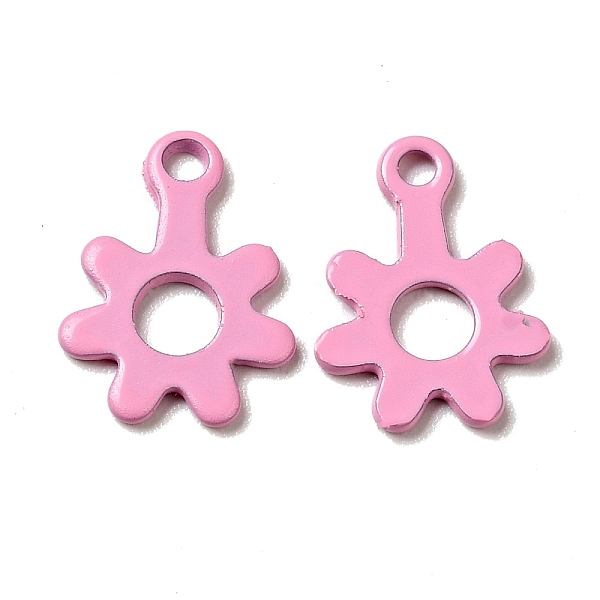 

PandaHall Spray Painted 201 Stainless Steel Charms, Flower Charms, Pearl Pink, 11x8.5x1mm, Hole: 1.2mm 201 Stainless Steel Flower