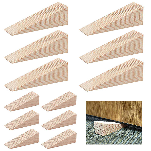 

PandaHall 12 Pcs Wood Door Stopper, Non-Slip Door Stops Wedge Sturdy and Durable Door Stop Wedge 2 Sizes Triangle Wood Block for Wedge..., Multicolor