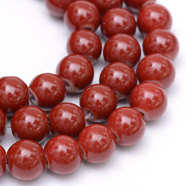 

PandaHall Painted Glass Bead Strands, Baking Paint, Round, FireBrick, 8mm, Hole: 1.3~1.6mm, about 100pcs/strand, 31.4 inch Glass Round Red
