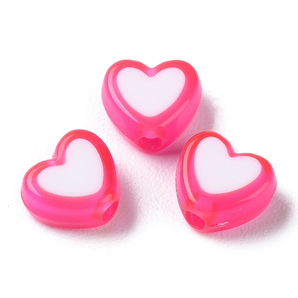 

PandaHall Heart Acrylic Beads, Bead in Bead, Deep Pink, 7x8x4mm, Hole: 1.8mm, about 2777pcs/500g Acrylic Heart