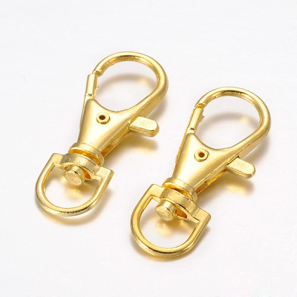 

PandaHall Alloy Swivel Lobster Claw Clasps, Swivel Snap Hook, Golden, 35x13mm, Hole: 8.5mm Alloy