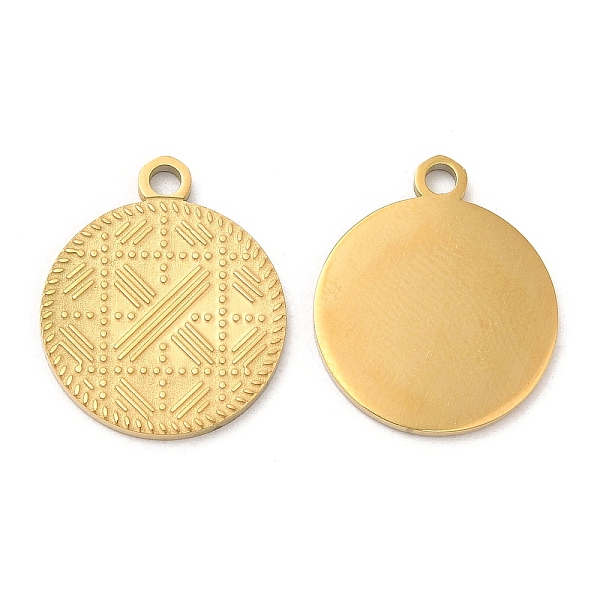 

PandaHall Ion Plating(IP) 316L Surgical Stainless Steel Pendants, Laser Cut, Flat Round Charm, Real 18K Gold Plated, 17.5x15x1mm, Hole...