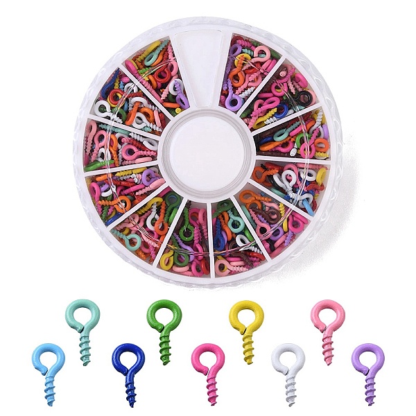 

PandaHall 500Pcs Spray Painted Iron Screw Eye Pin Peg Bails, For Half Drilled Beads, Cadmium Free & Nickel Free & Lead Free, Mixed Color..., Multicolor