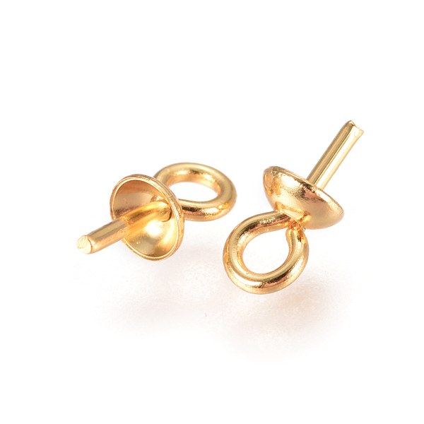 

PandaHall 304 Stainless Steel Cup Pearl Peg Bails Pin Pendants, For Half Drilled Beads, Golden, 6x3mm, Hole: 1.5mm, Pin: 0.7mm 304 Stainless...
