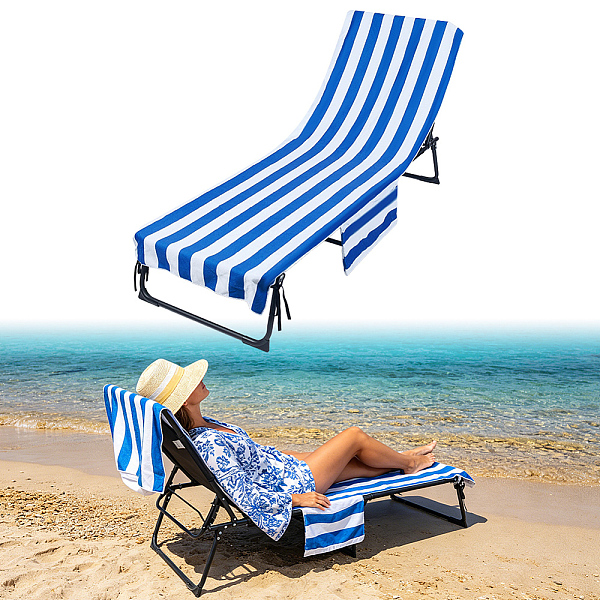 Housse de chaise de plage rayée en polyester