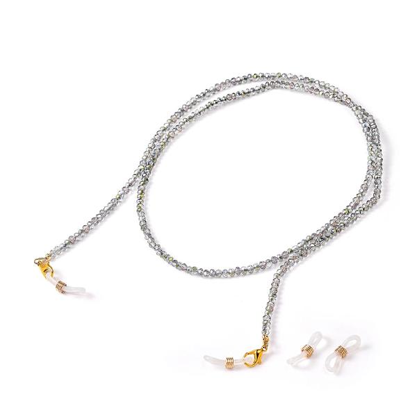 

PandaHall Eyeglasses Chains, Neck Strap for Eyeglasses, with Half Plated Glass Beads, Alloy Lobster Claw Clasps and Rubber Loop Ends, Green...