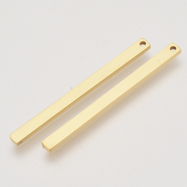 

PandaHall 201 Stainless Steel Pendants, Bar, Golden, 49.5x3.5x1.5mm, Hole: 1.5mm 201 Stainless Steel Cuboid